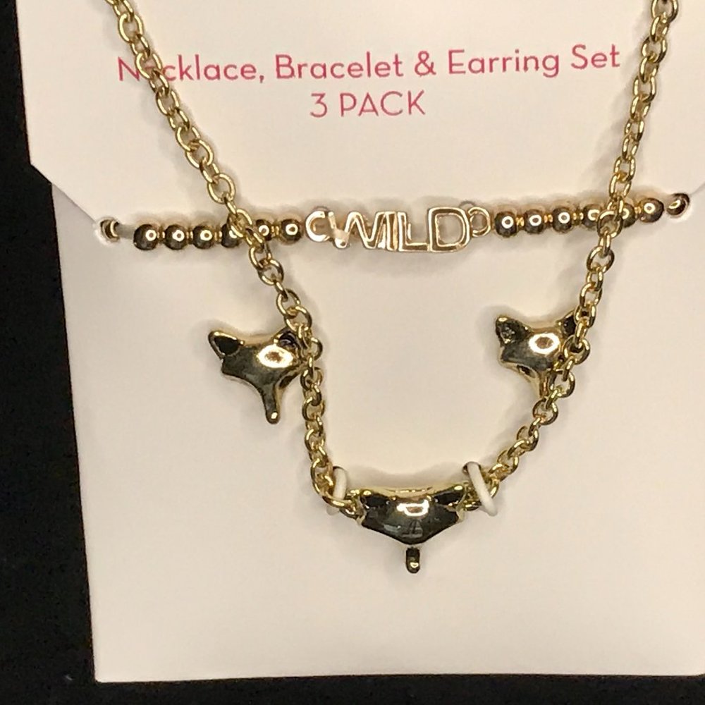 'Wild' Gold 3pc Necklace,Earring,Bracelet Set